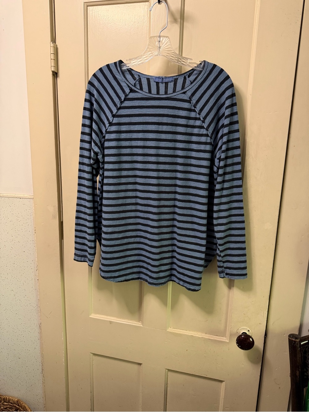 cut loose Blue and Black Striped Long-Sleeve Tee